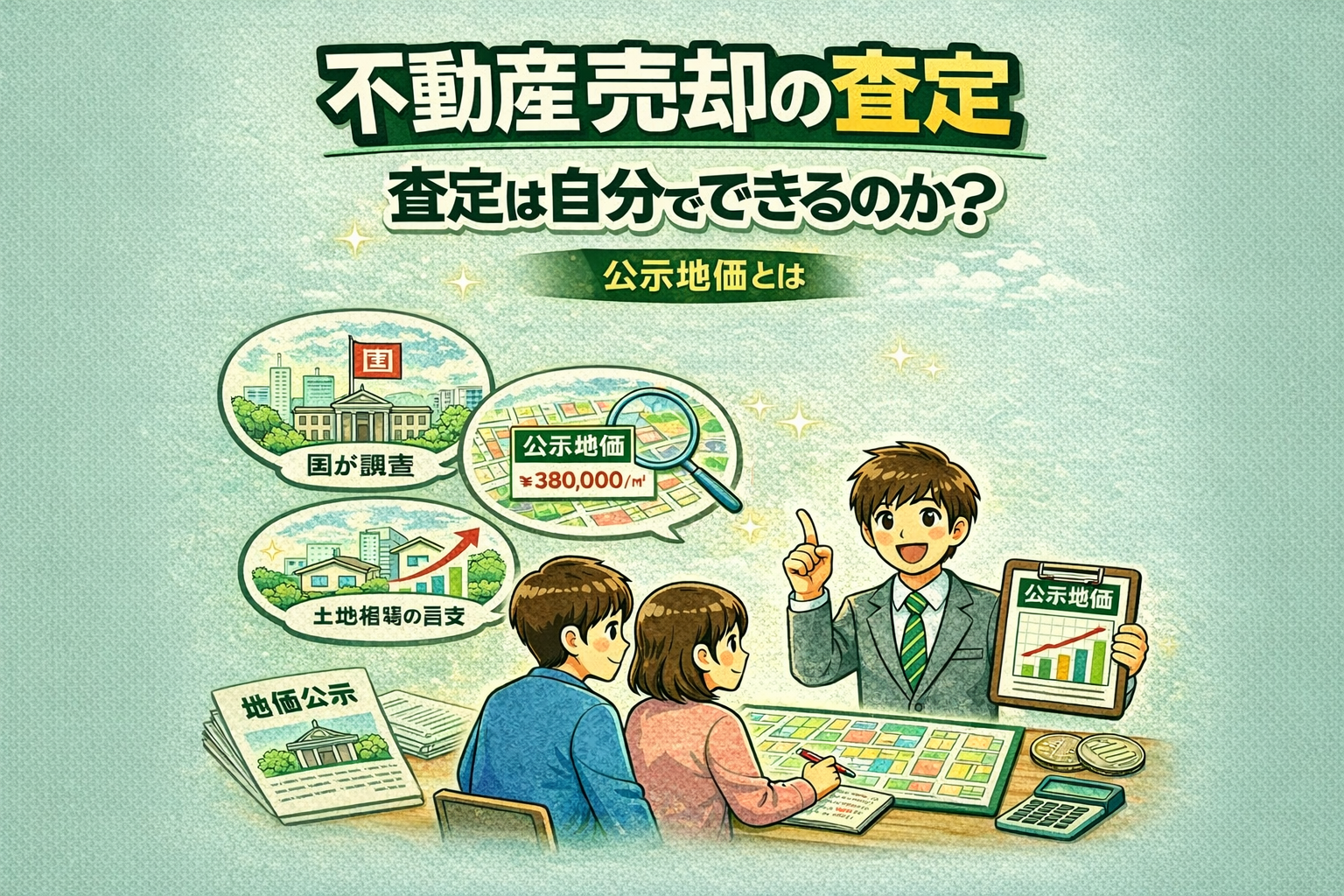 府中市の不動産売却査定で公示地価とは何か 自分で査定できるのかを判断するための基準となる公的価格の仕組みを解説した図
