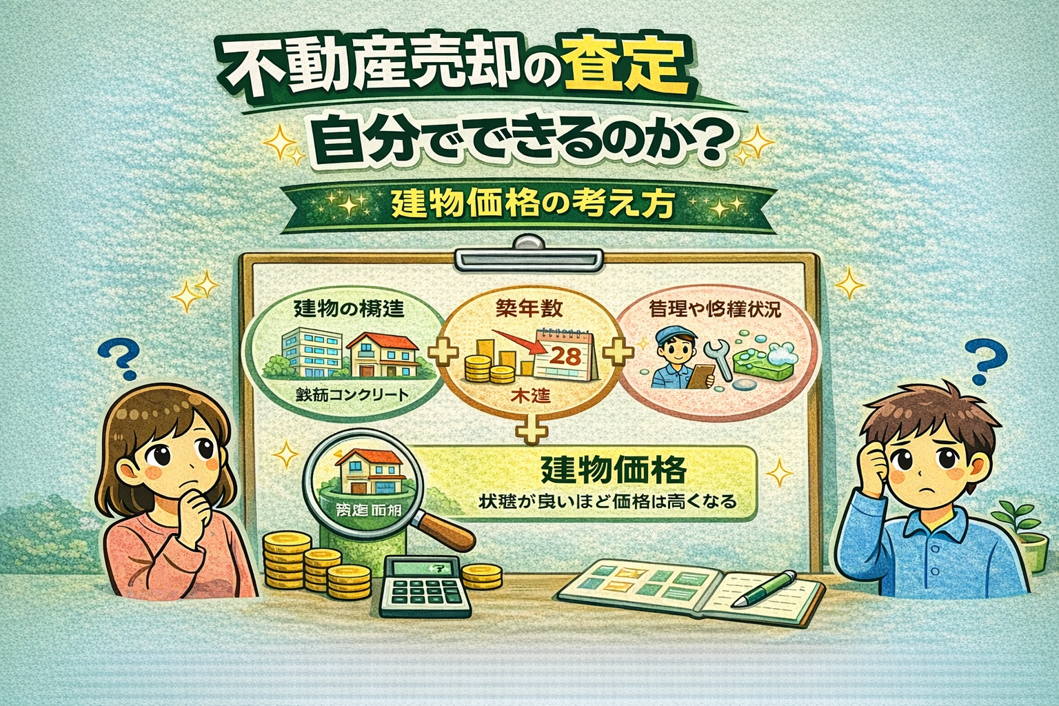 府中市の不動産売却査定で建物価格の考え方を解説 構造や築年数や管理状態による価格の違いがわかる図