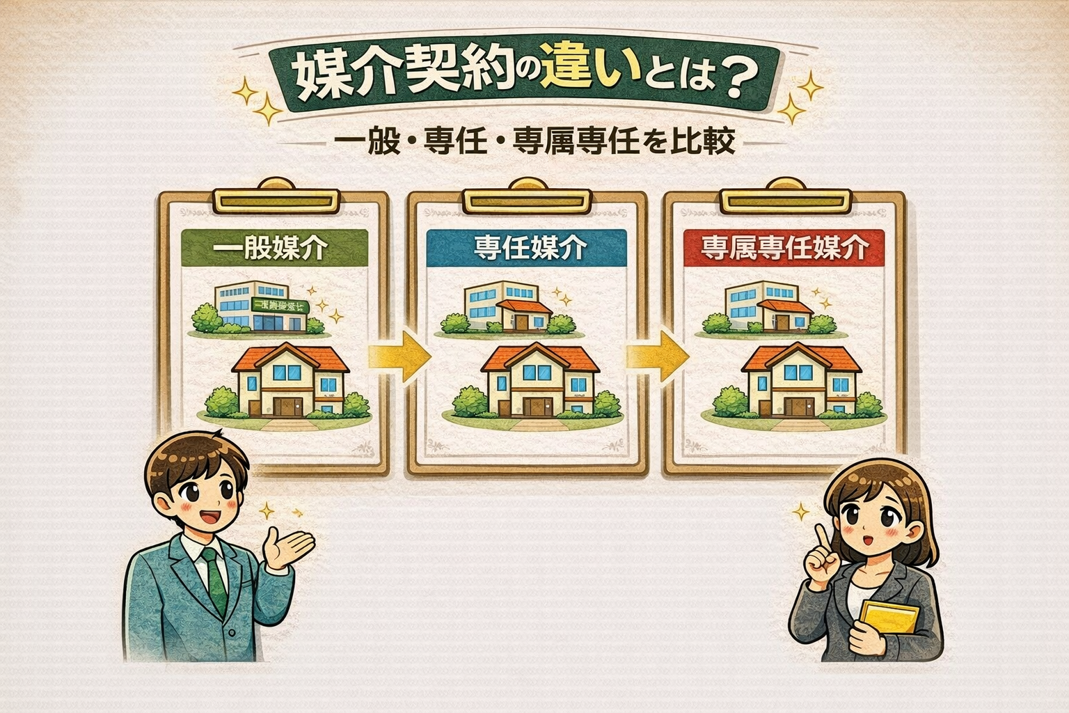 府中市の不動産売却で媒介契約の違いを比較 一般媒介専任媒介専属専任媒介の特徴と選び方がわかる図