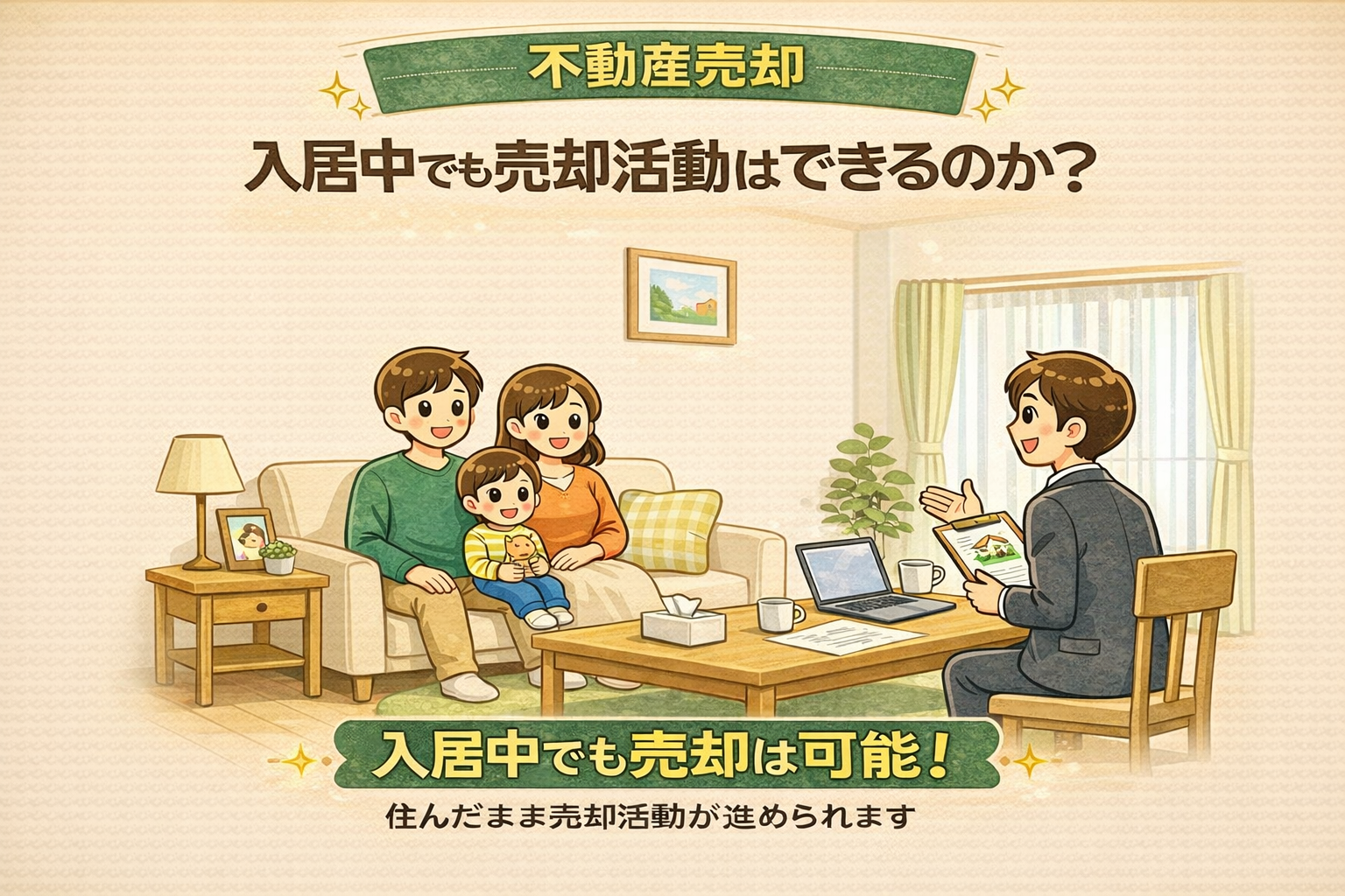 府中市の不動産売却で入居中でも売却活動はできるのかを解説 住みながら売却できる仕組みがわかる図