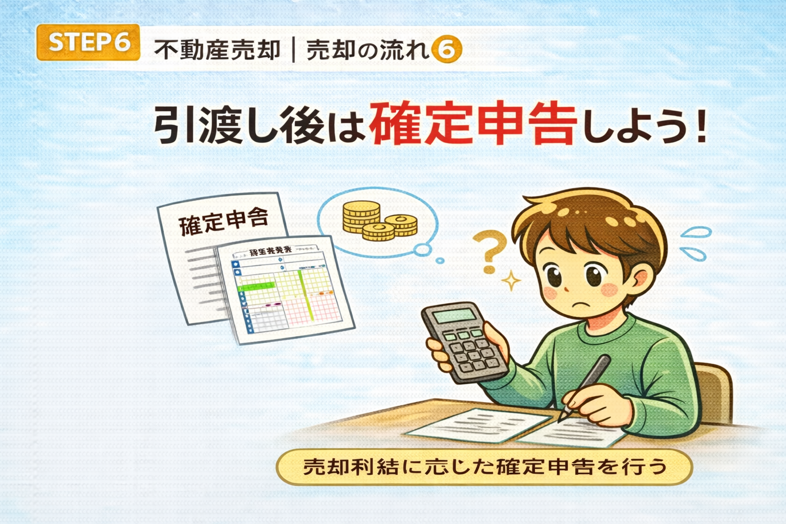 府中市の不動産売却後に確定申告を行う必要があることを説明した図
