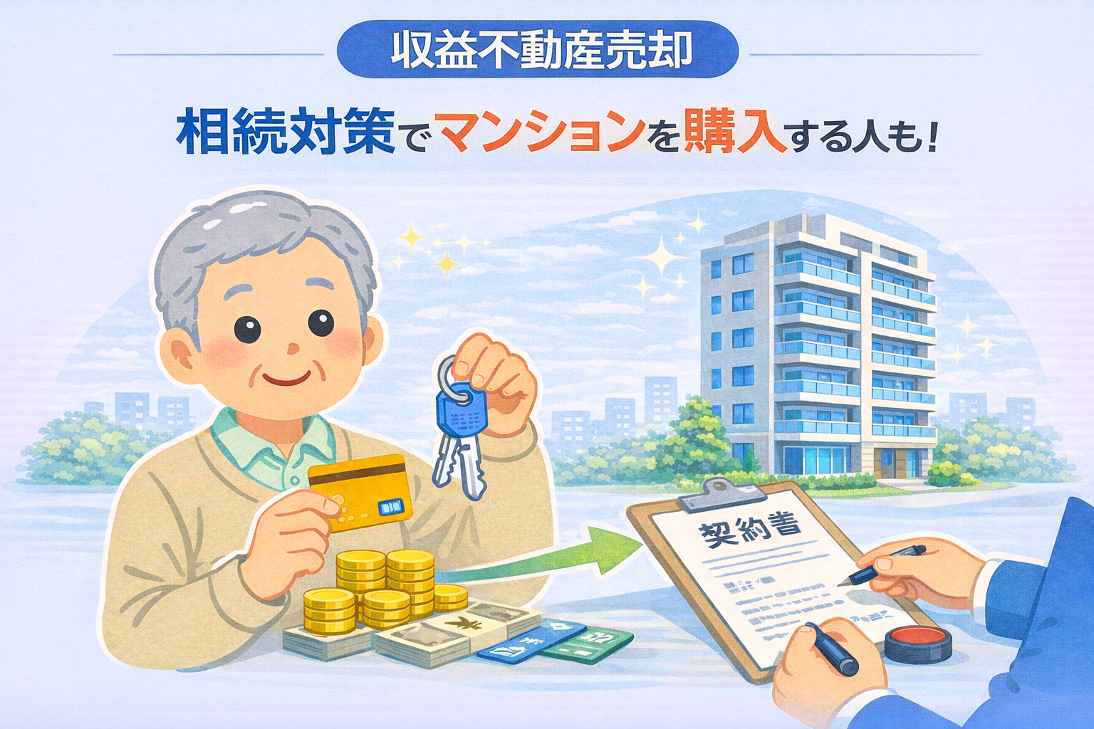府中市の収益不動産売却でキャッシュフローと相続対策の関係を示す図
