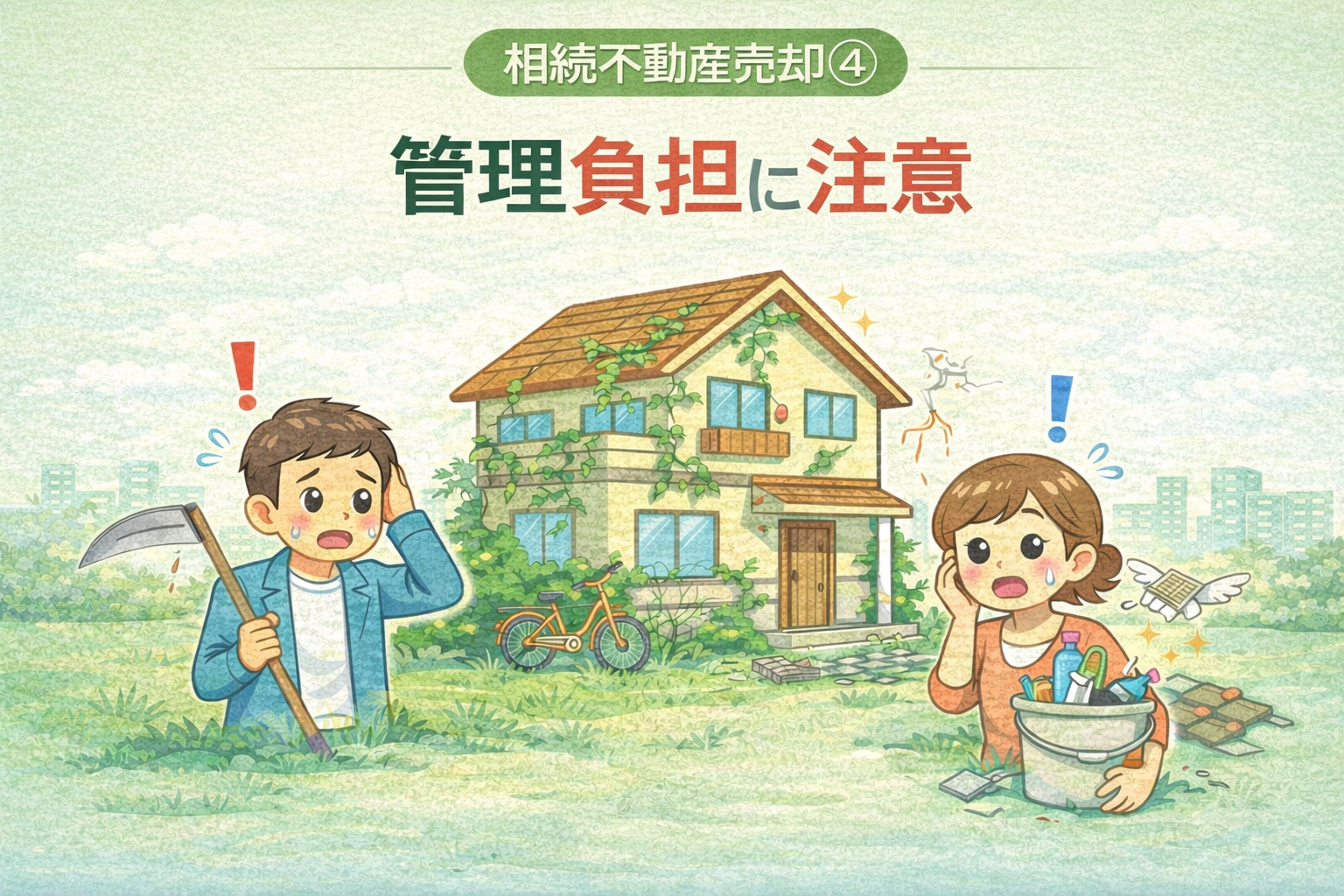 府中市の相続不動産売却で相続後の管理負担や空き家リスクを示した図