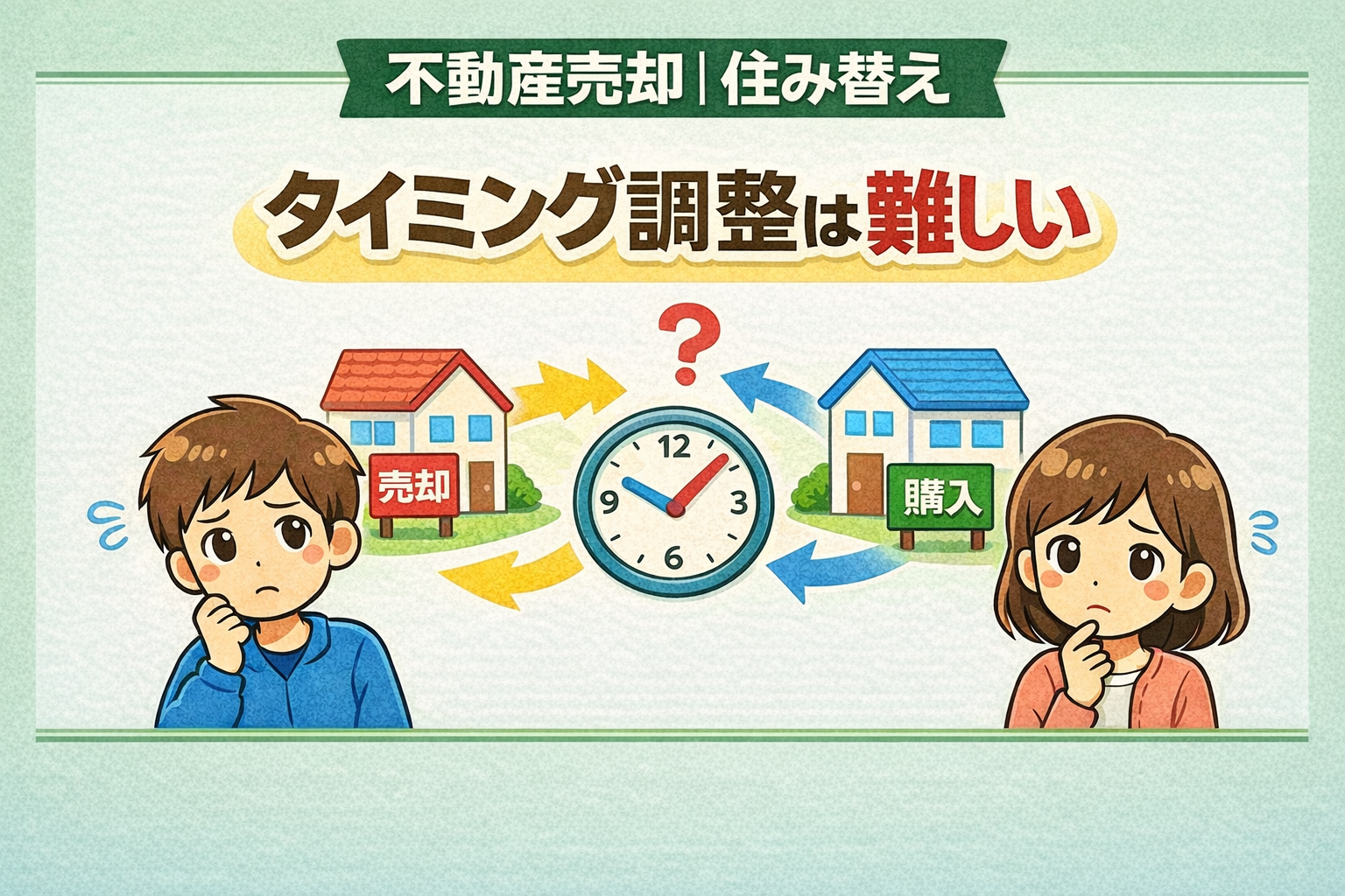 府中市の不動産売却で住み替えのタイミング調整が難しい理由を解説した図