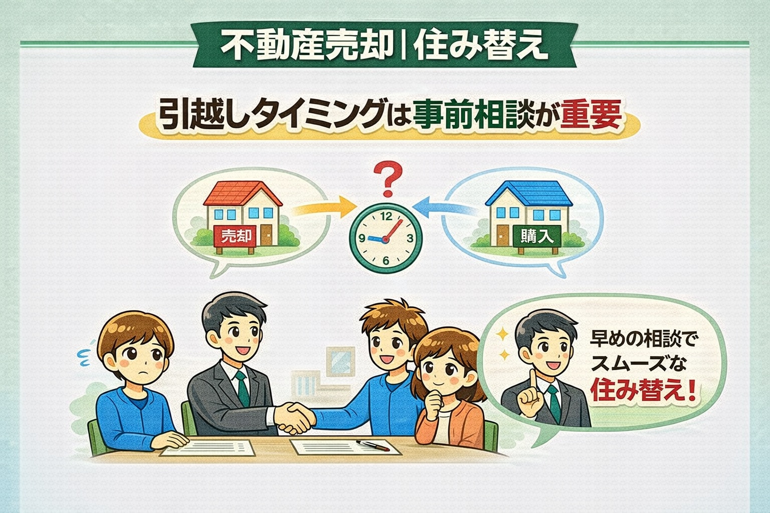 府中市の住み替えで引越しタイミングは事前相談が重要な理由を解説した図