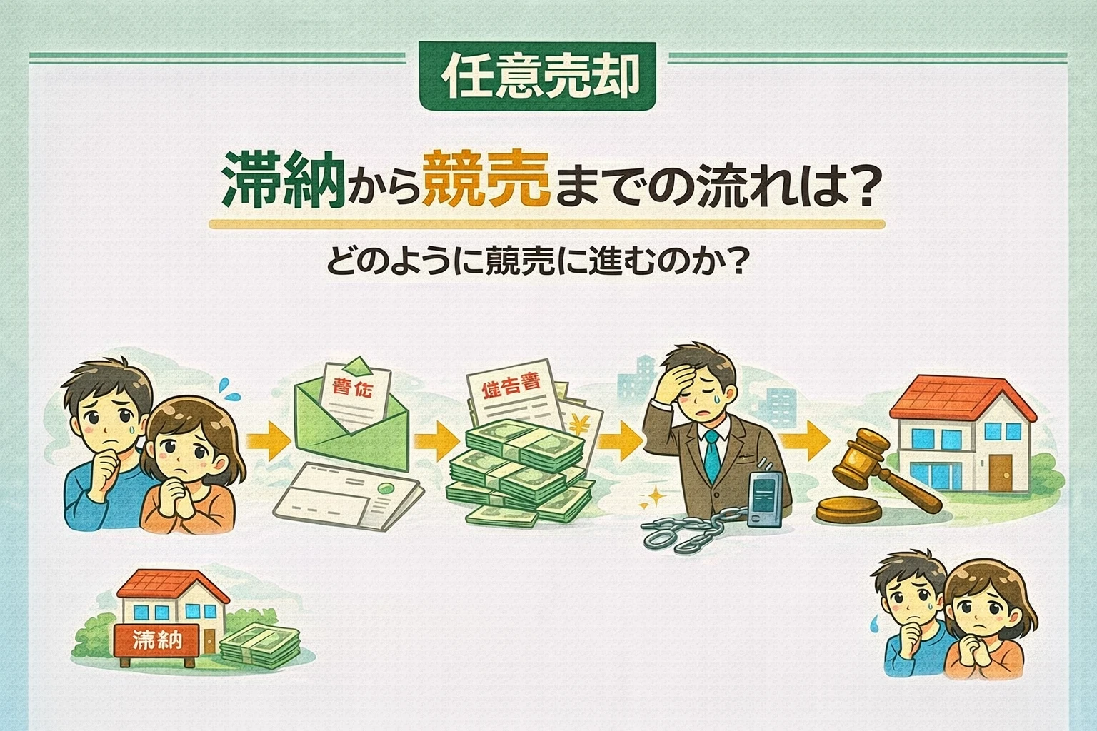 府中市でローン滞納から競売に至るまでの流れを解説した図