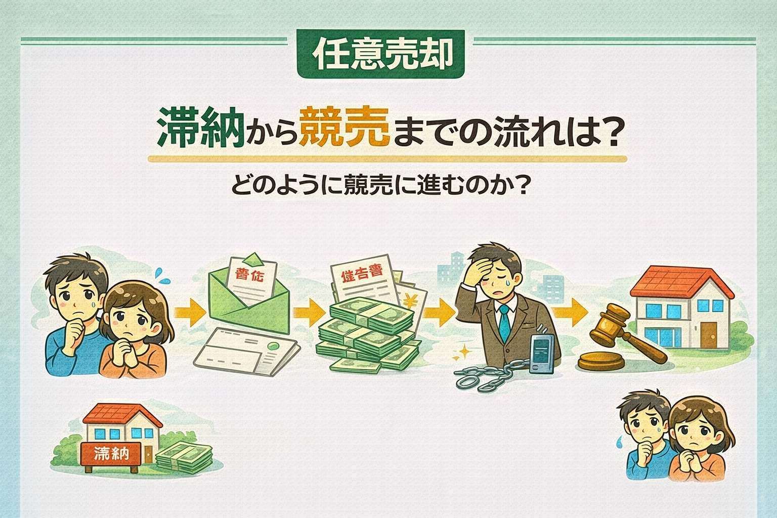 府中市でローン滞納から競売に至るまでの流れを解説した図
