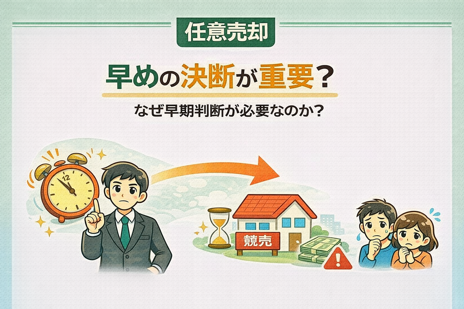 府中市で任意売却は早めの決断が重要であることを示した図