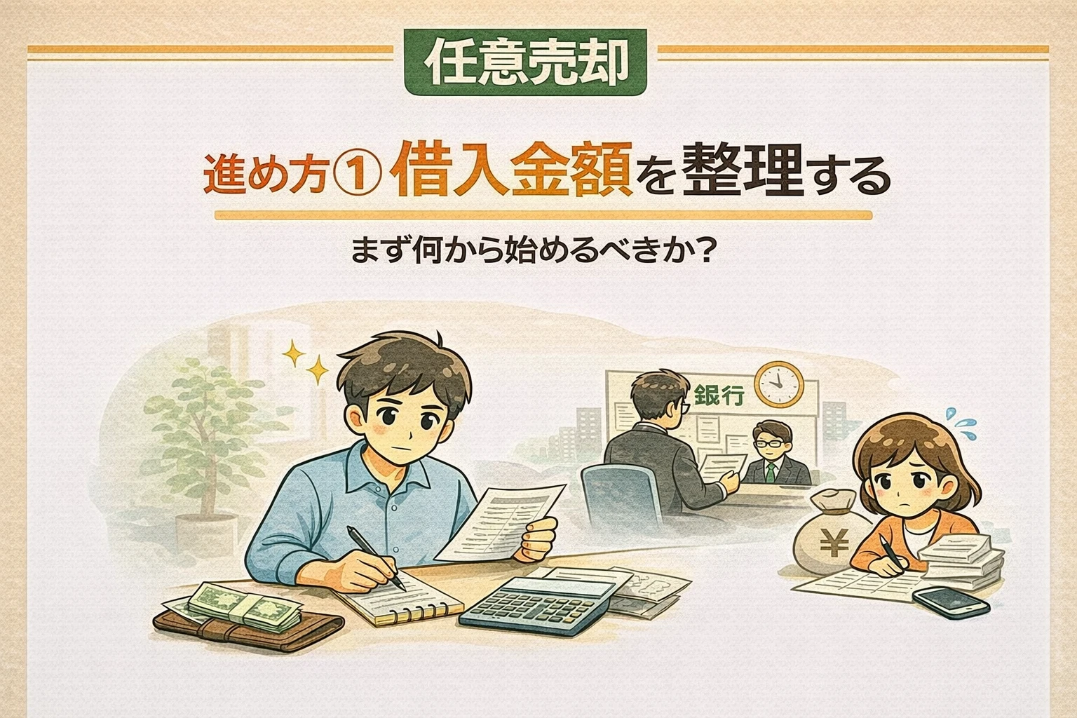 府中市で任意売却を進める際の借入金額を整理する方法の図