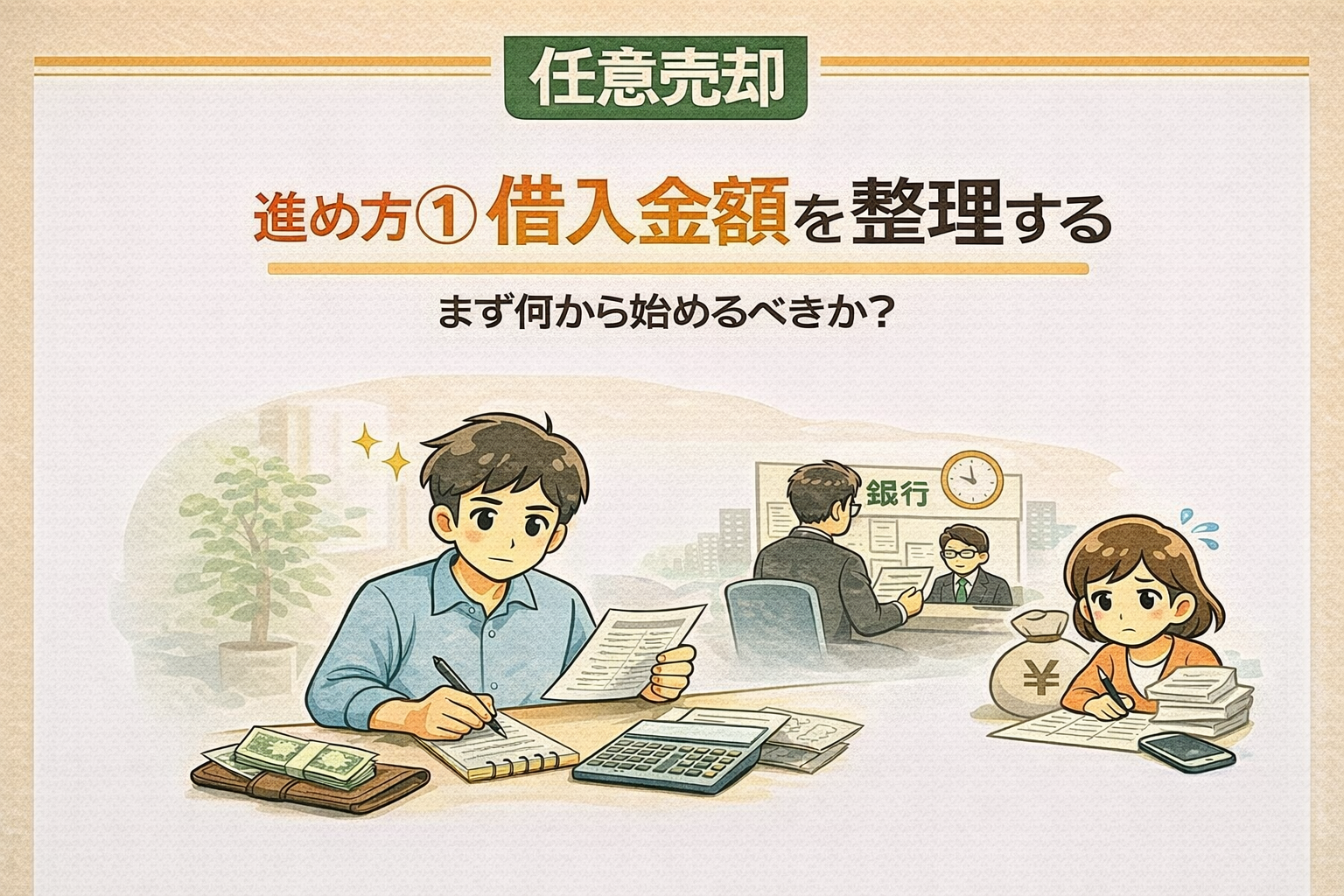 府中市で任意売却を進める際の借入金額を整理する方法の図