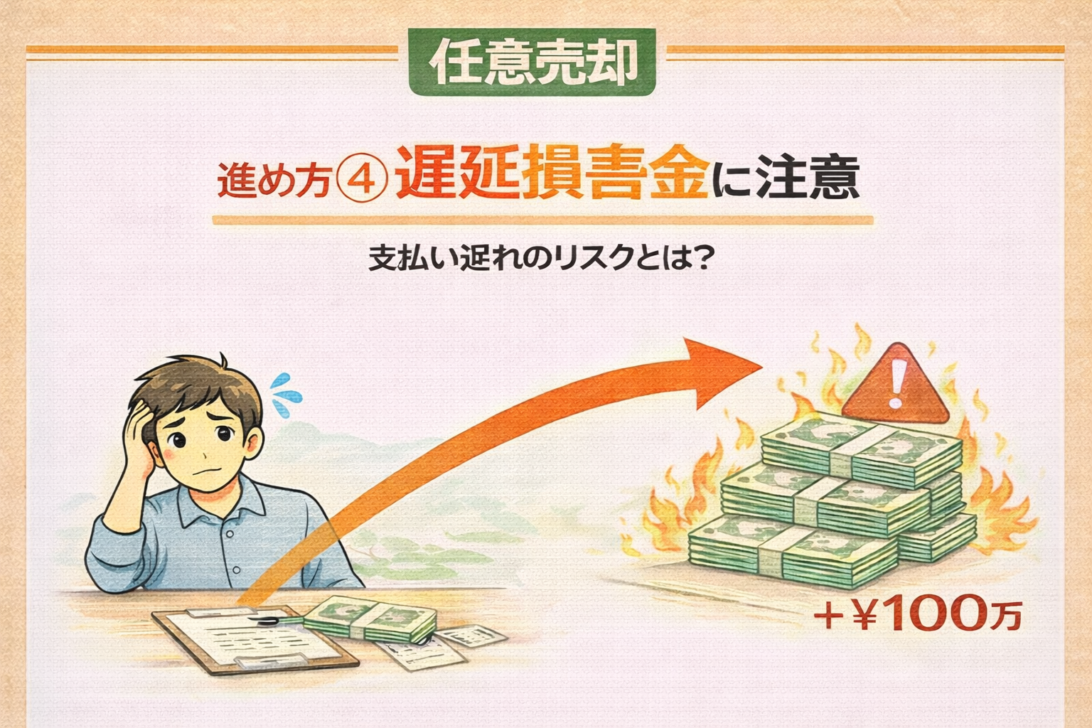 府中市で任意売却時に遅延損害金に注意すべきポイントを解説した図