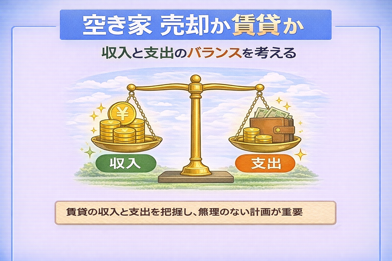 府中市で空き家賃貸の収入と支出のバランスを解説した図