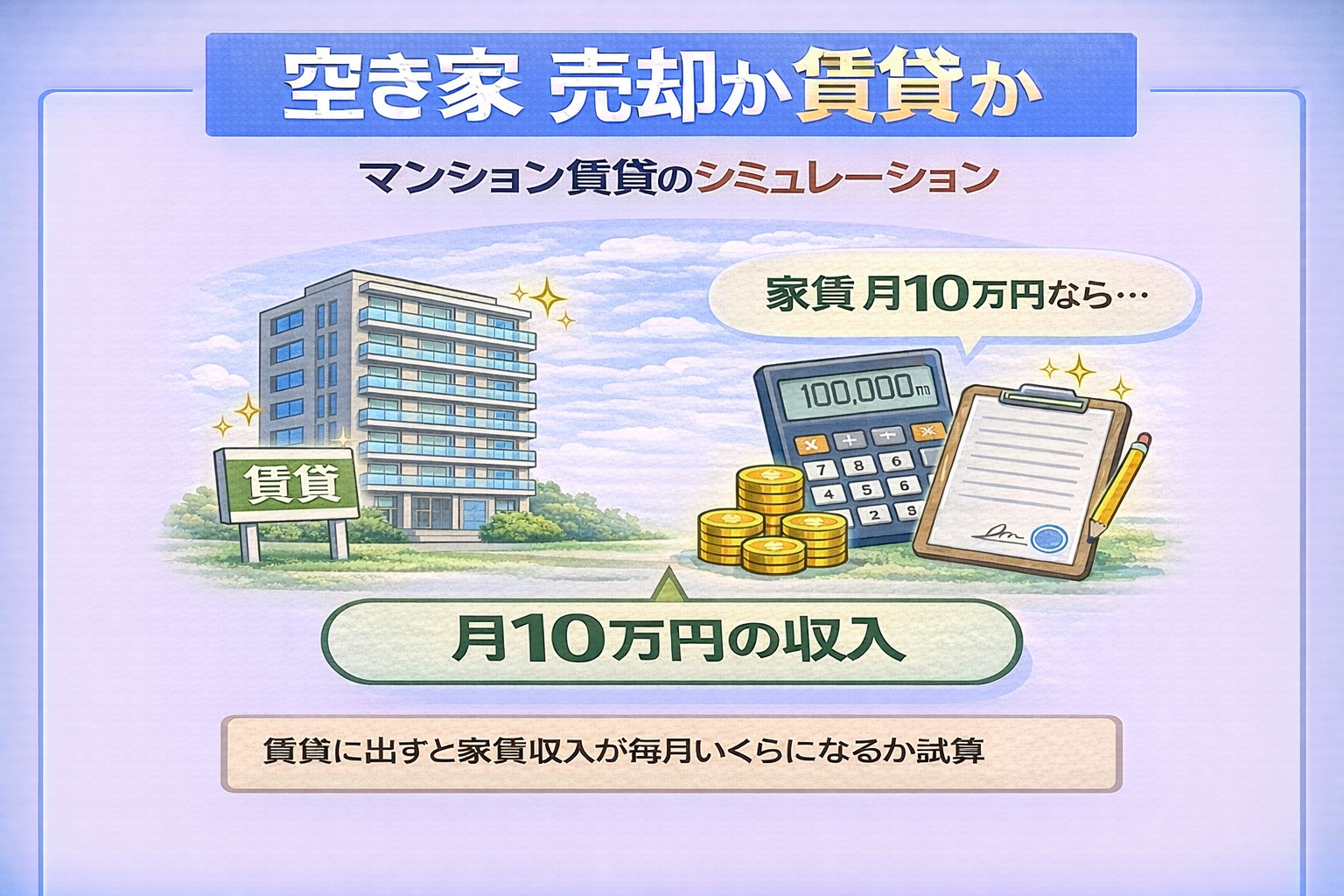 府中市で空き家マンションを賃貸した場合の収支シミュレーションを解説した図