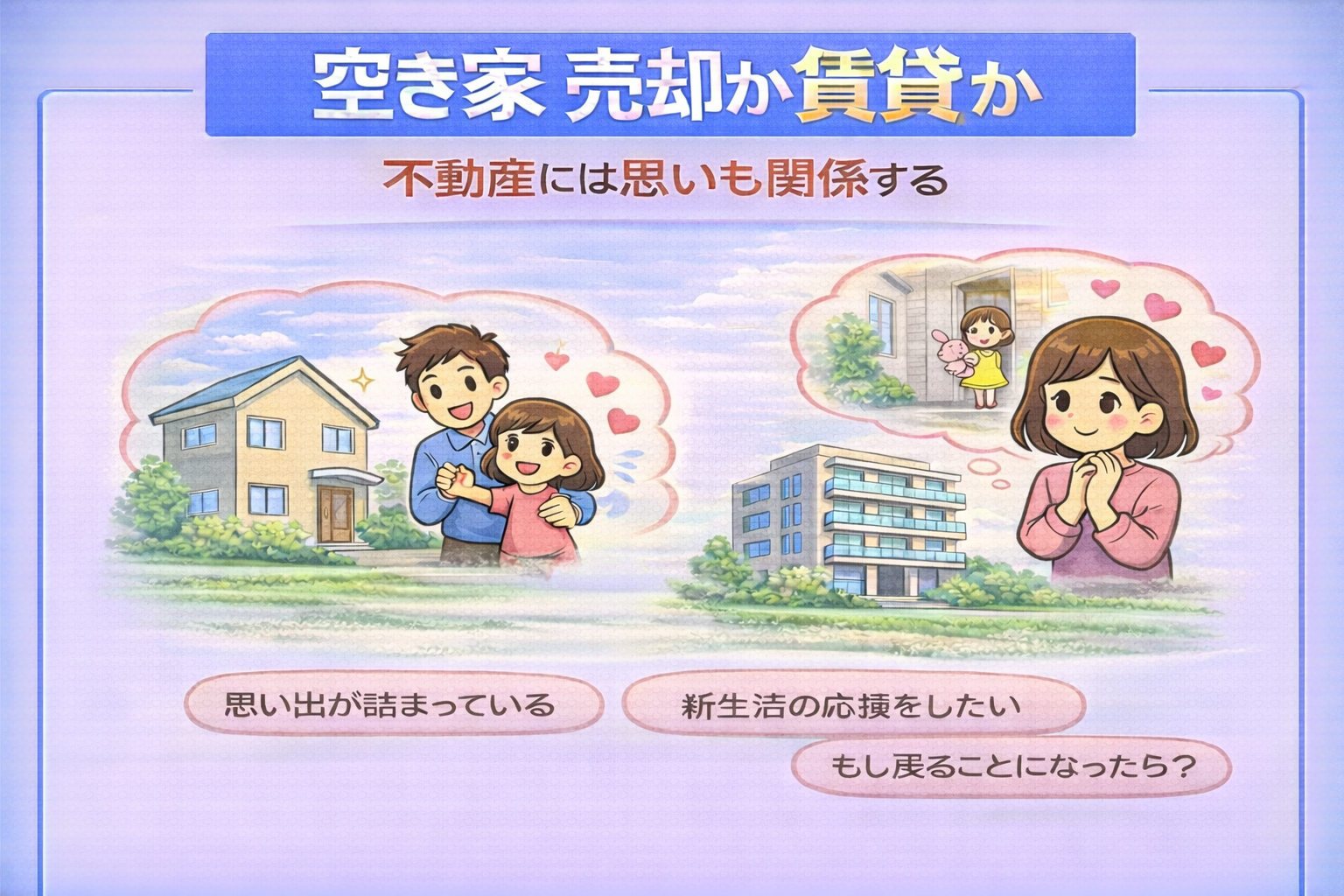 府中市で空き家の売却や賃貸には思い出や感情も関係することを解説した図