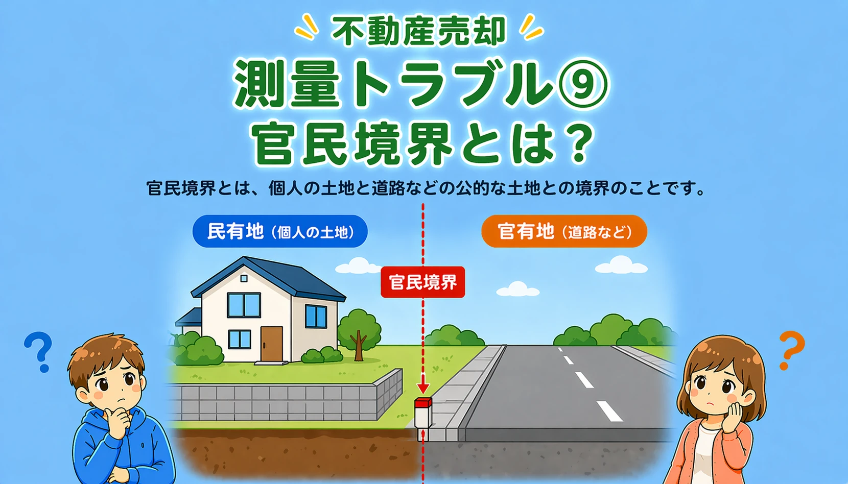 府中市の不動産売却で官民境界とは何かを解説した図