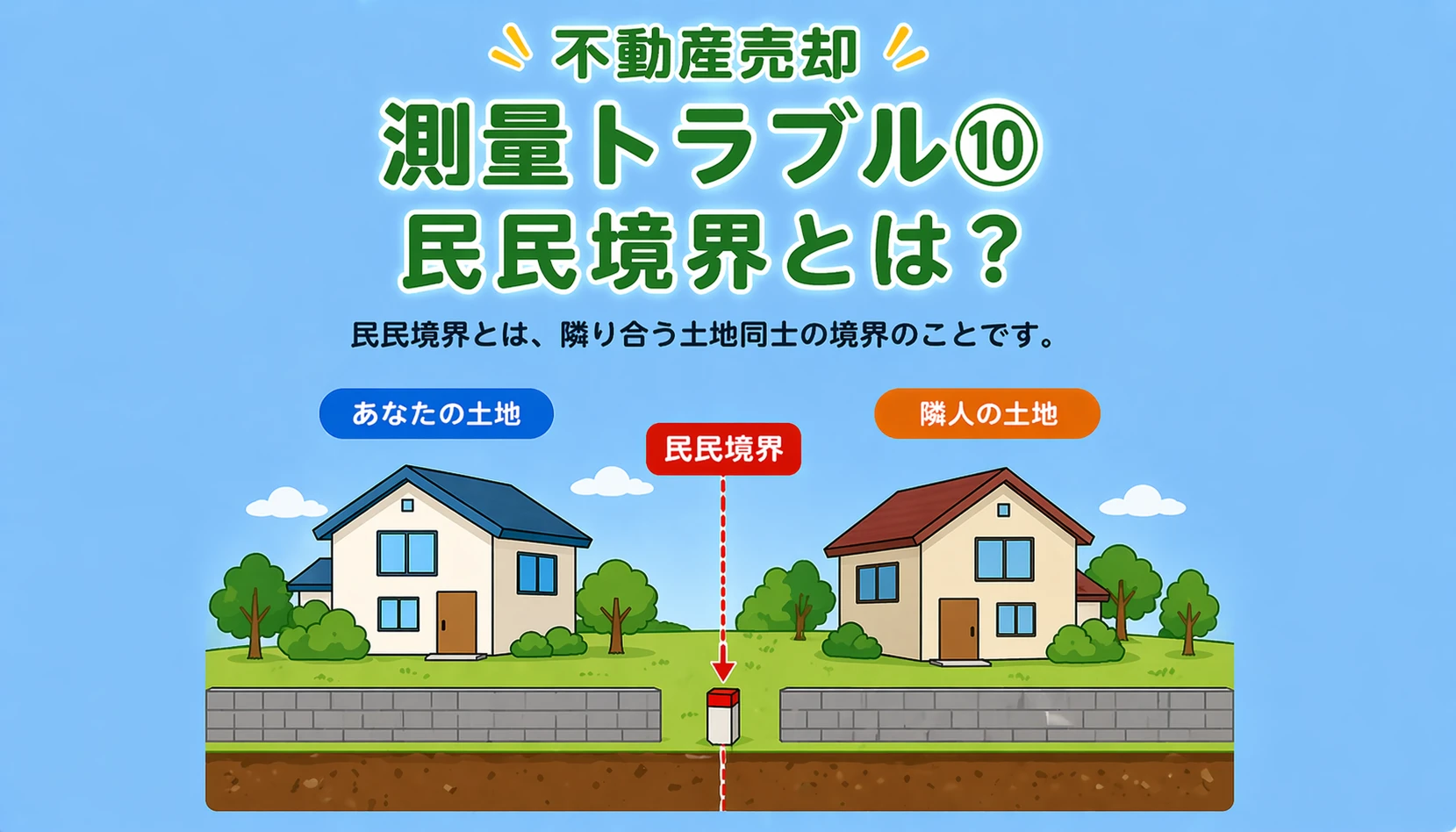 府中市の不動産売却で民民境界とは何かを解説した図