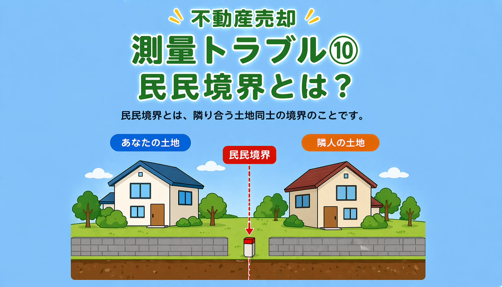 府中市の不動産売却で民民境界とは何かを解説した図